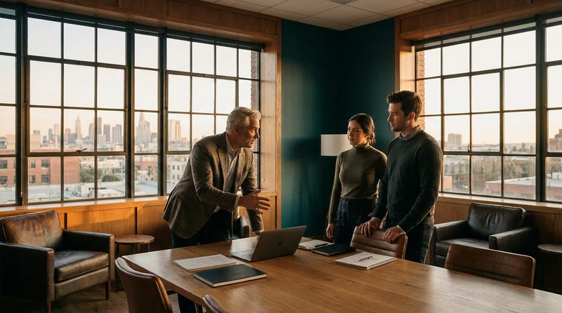 Senior executive mentor with colleagues