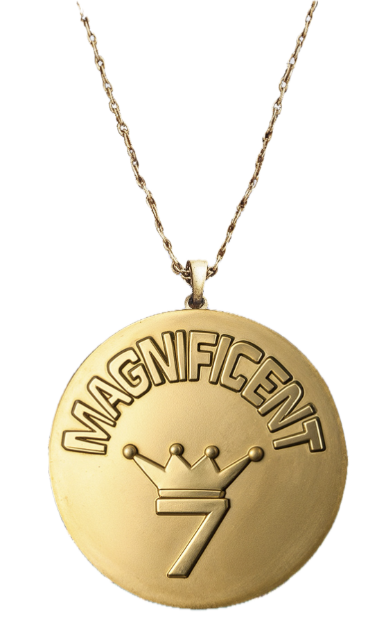 The Magnificent 7 gold medallion necklace